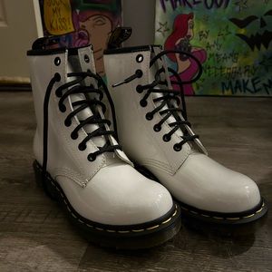 white smooth leather doc martens